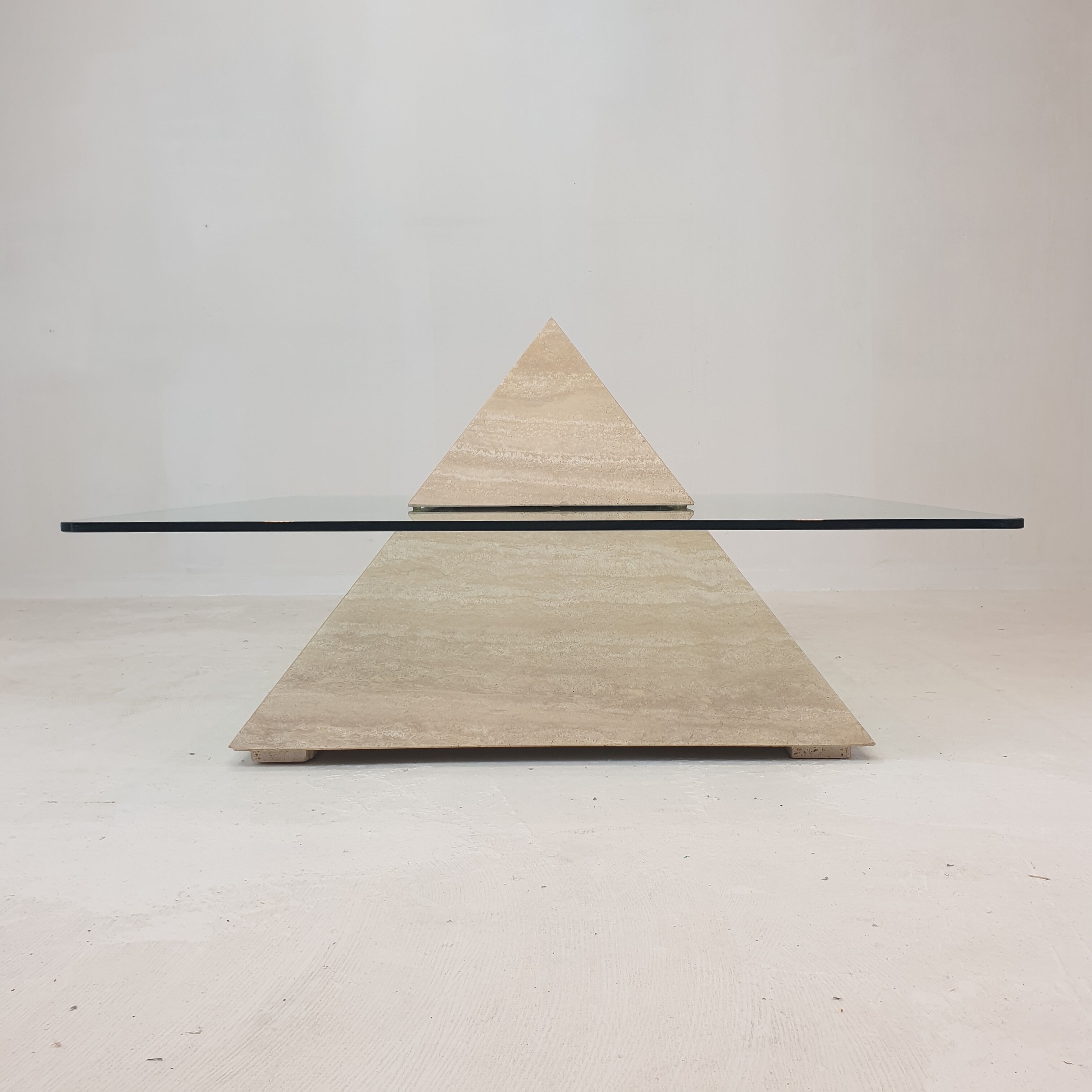 Italian Travertine Pyramid Coffee Table, 1980s