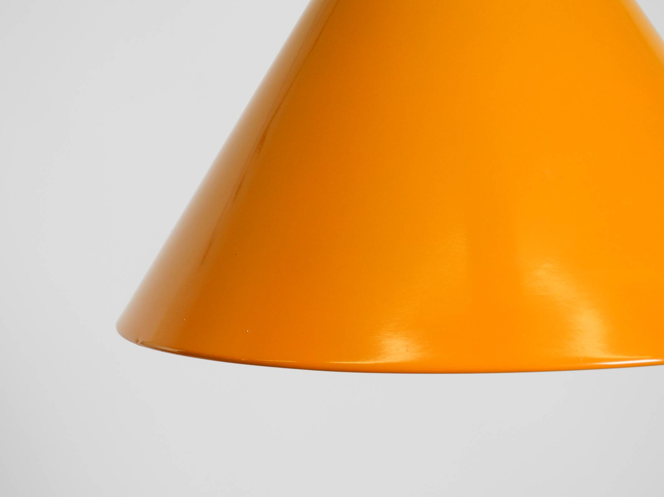 Original 1970s orange metal pendant lamp by Louis Poulsen model Billiard