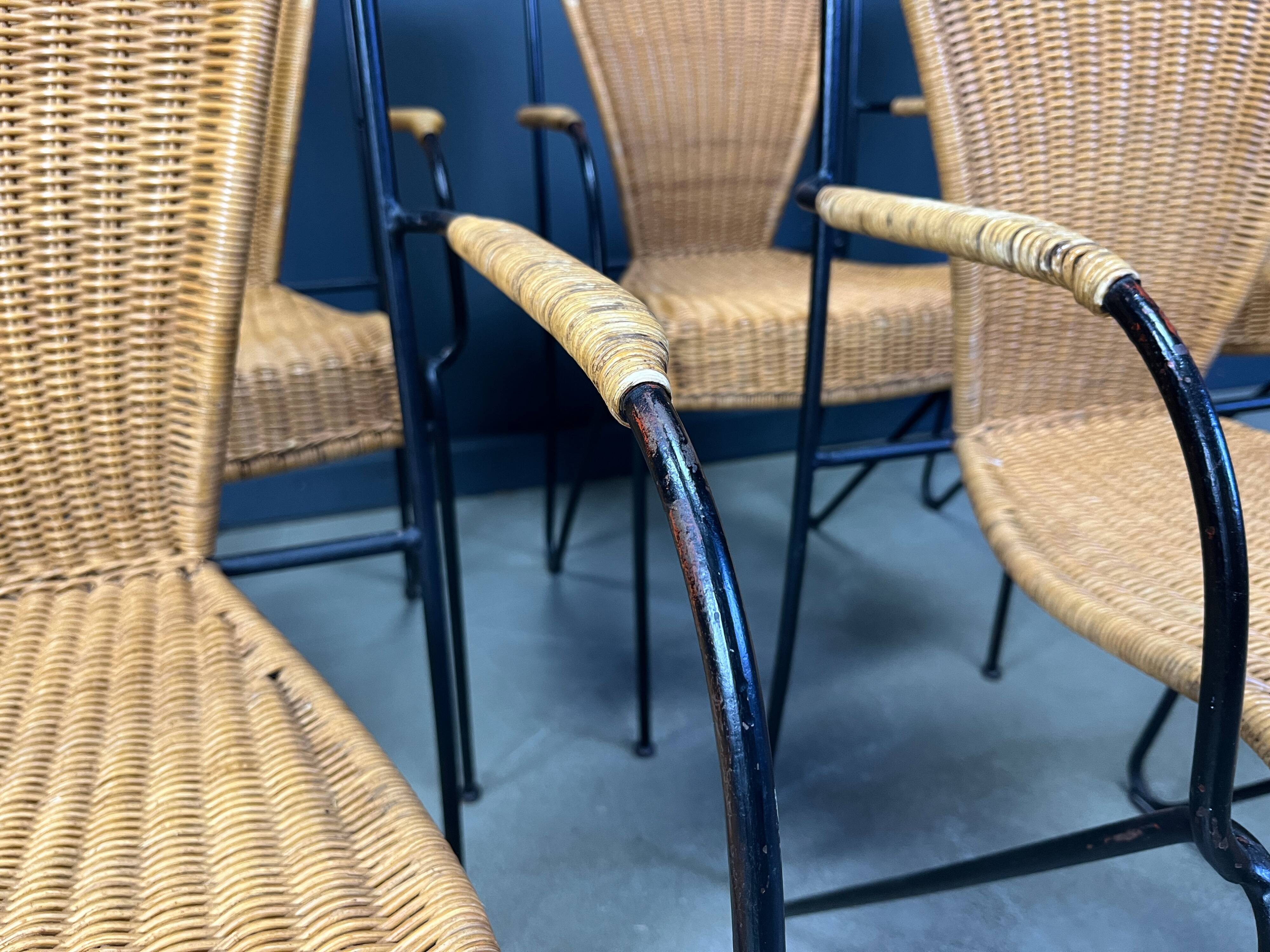 Wicker chairs by Frederick Weinberg, 1960s, set of 6