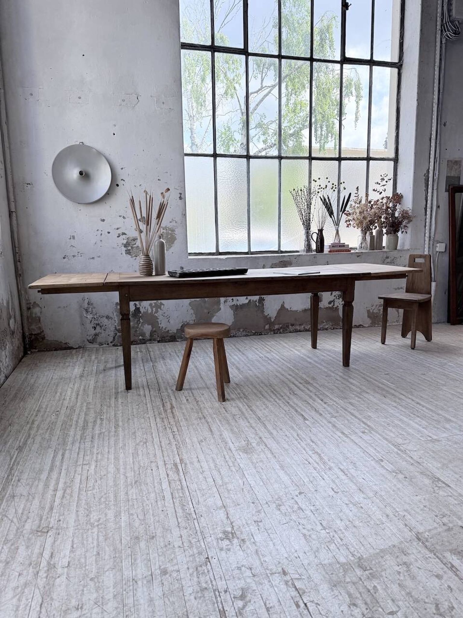 Solid oak farmhouse table with extensions (190-280cm) 1950
