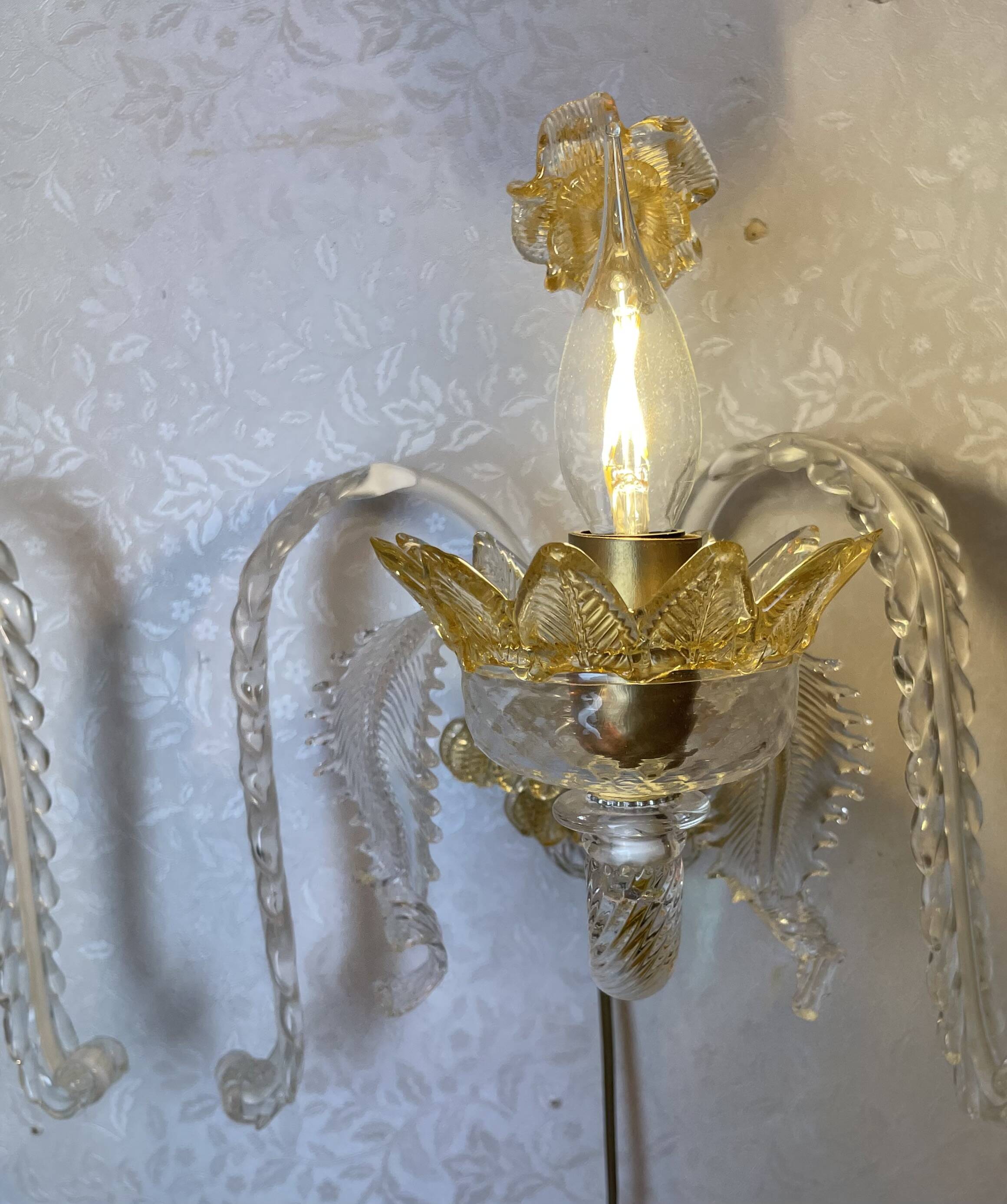 Pair of Murano Sconces in the style of Barovier & Toso, 1980s