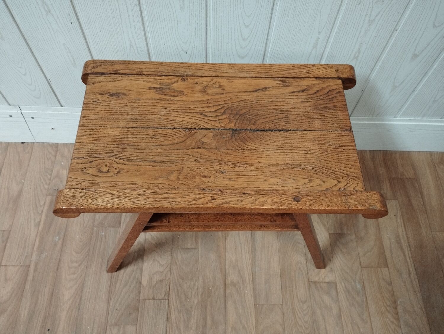 Side table end of sofa vintage feet compass solid oak