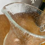 Biot bubbled and blown glass carafe