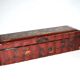 Antique glove box in Red China Lacquer decorated with golden birds