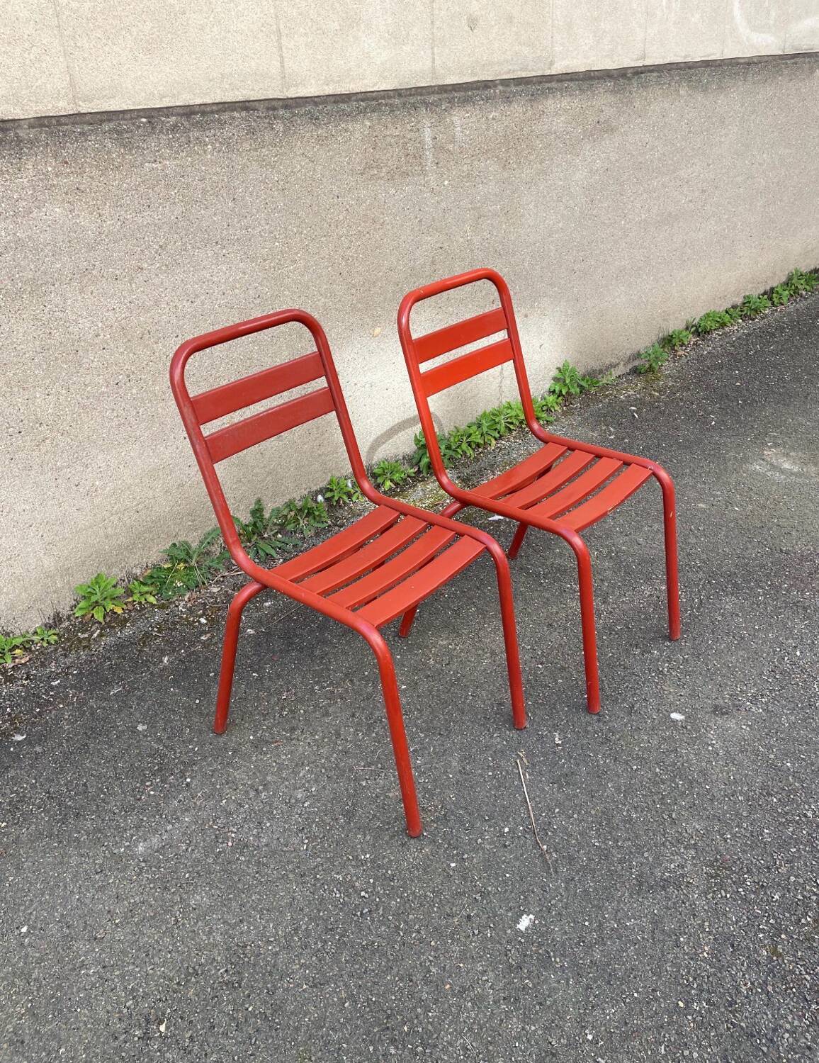 2 Vintage Tolix Style Chairs - Metal. 1950s. French Vintage. - jo