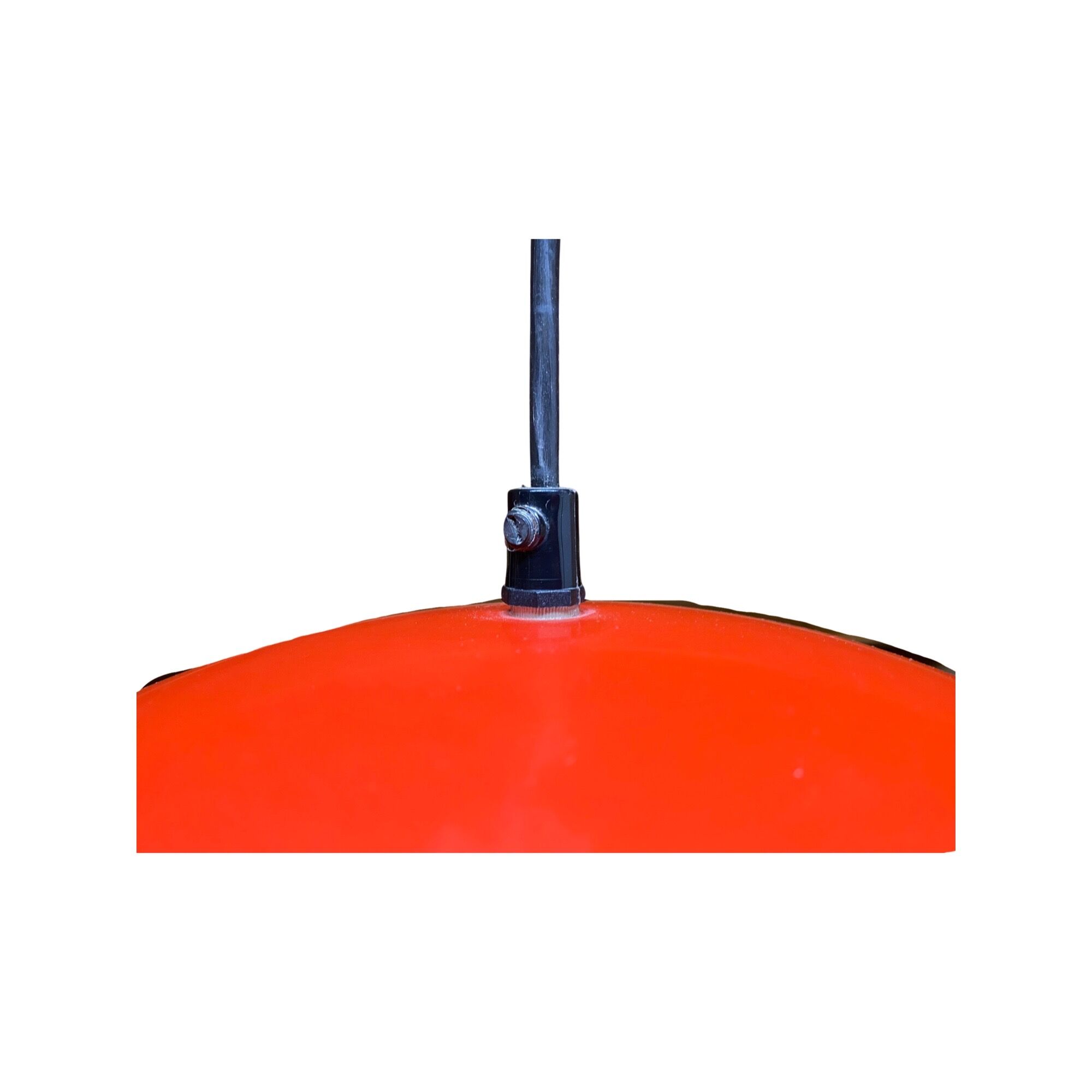 Red Retro Swedish Hanging Light | Enamel Designer Lamp Produced By HEMI In Sweden, 1960s