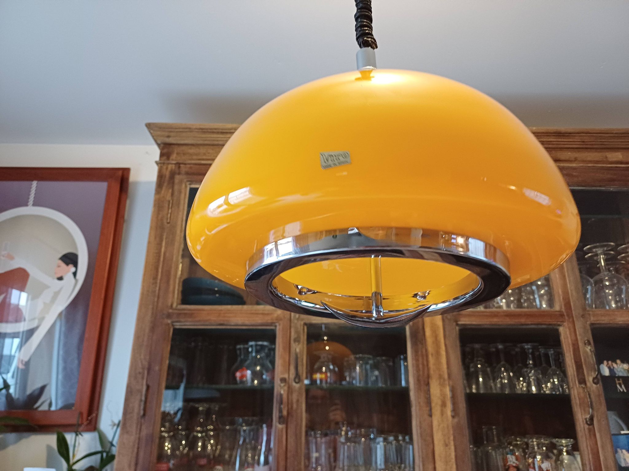 Suspension vintage opaline orange " viro "