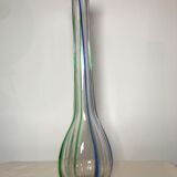 Soliflores en verre transparents à rayures bleu et vertes
