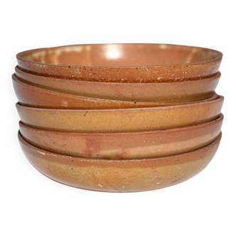 6 stoneware potter's soup plates