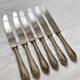 6 antique knives in silver metal and stainless blade