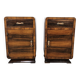 Art Decò walnut bedside tables with door and drawer