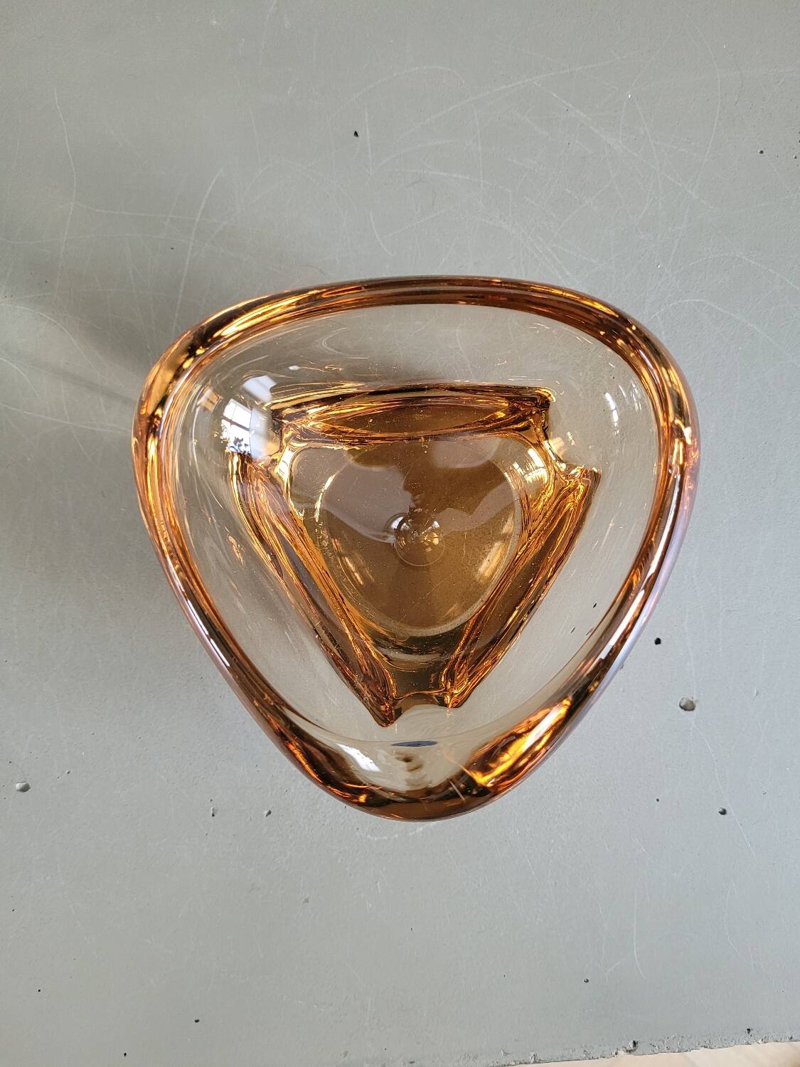 Vintage amber tinted glass ashtray