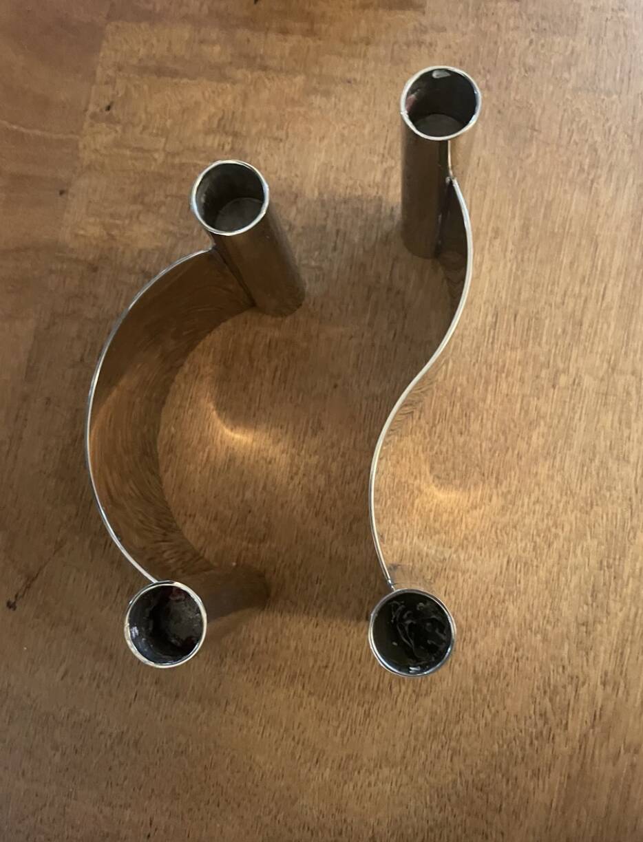 1970s metal candlesticks