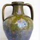 Ancient oil jar in glazed terracotta, khaki green — Auvergne, Lezou