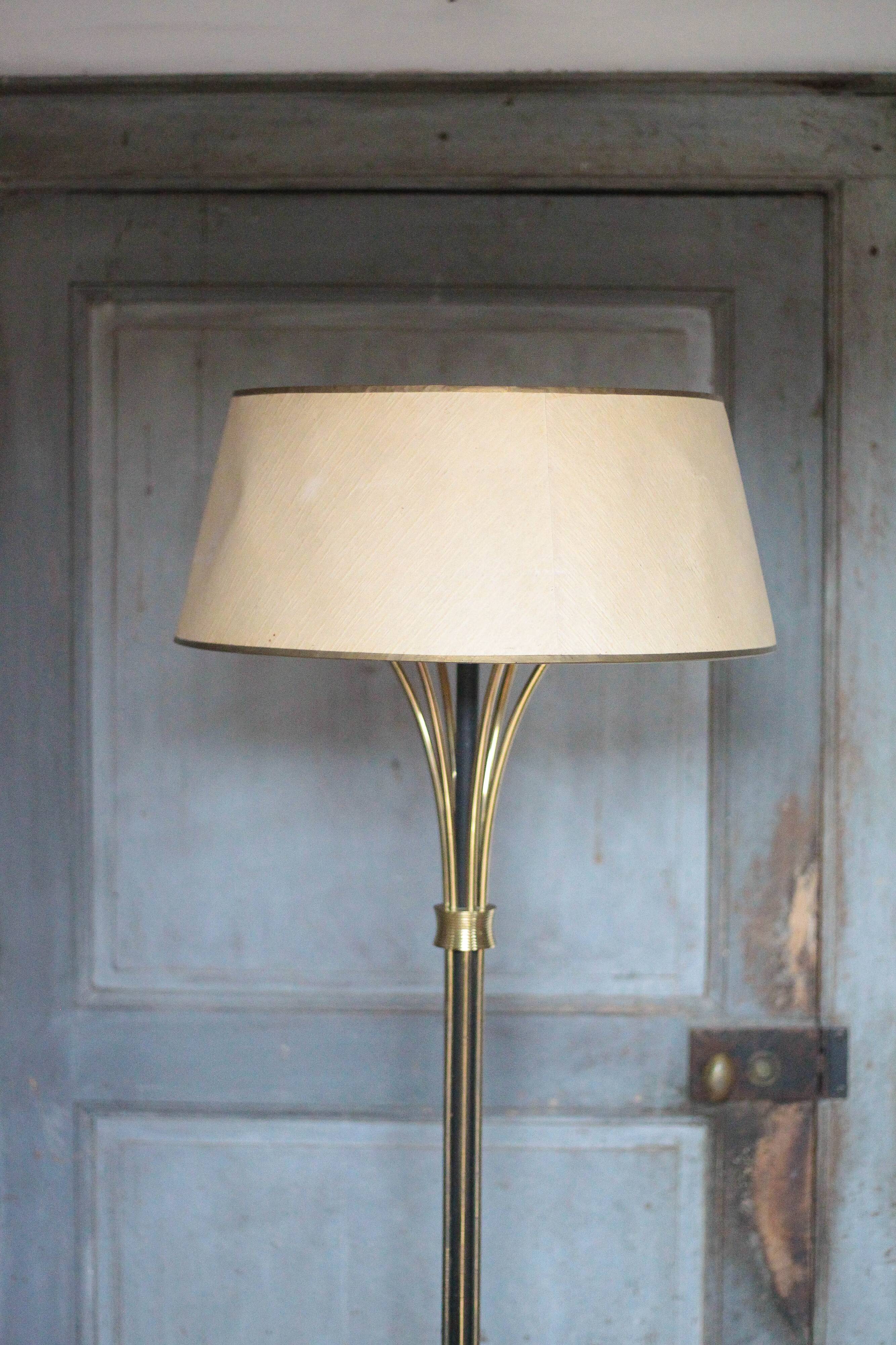 1950s floor lamp published by Maison Arlus, vintage standing lamp.