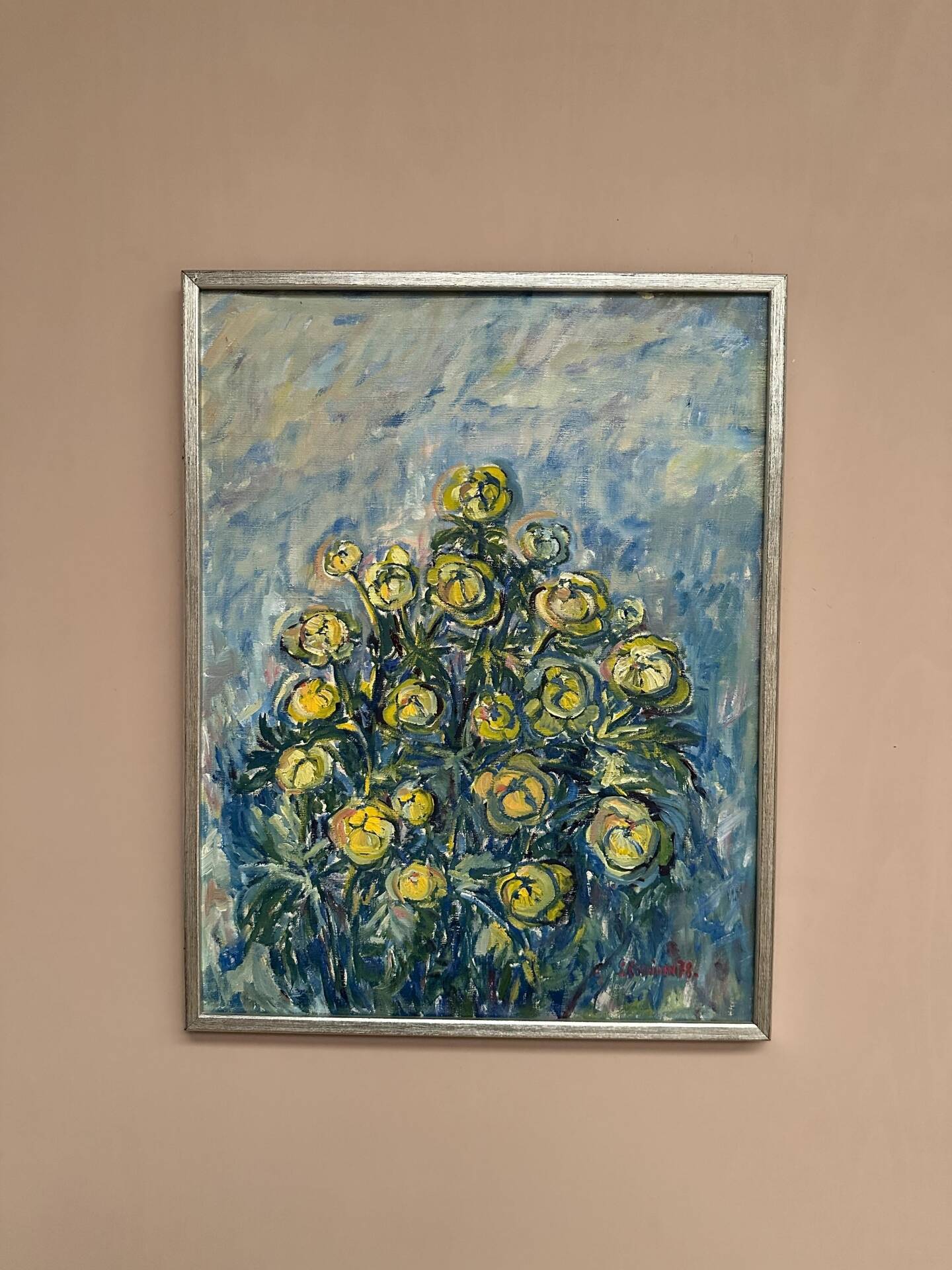 Swedish Oil on Canvas – “Flower” by S. Koskinen – Dated 1978