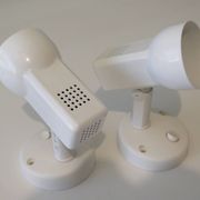 Suite of 2 white lacquered metal wall spotlights Massive edition, Belgium 1970-1980