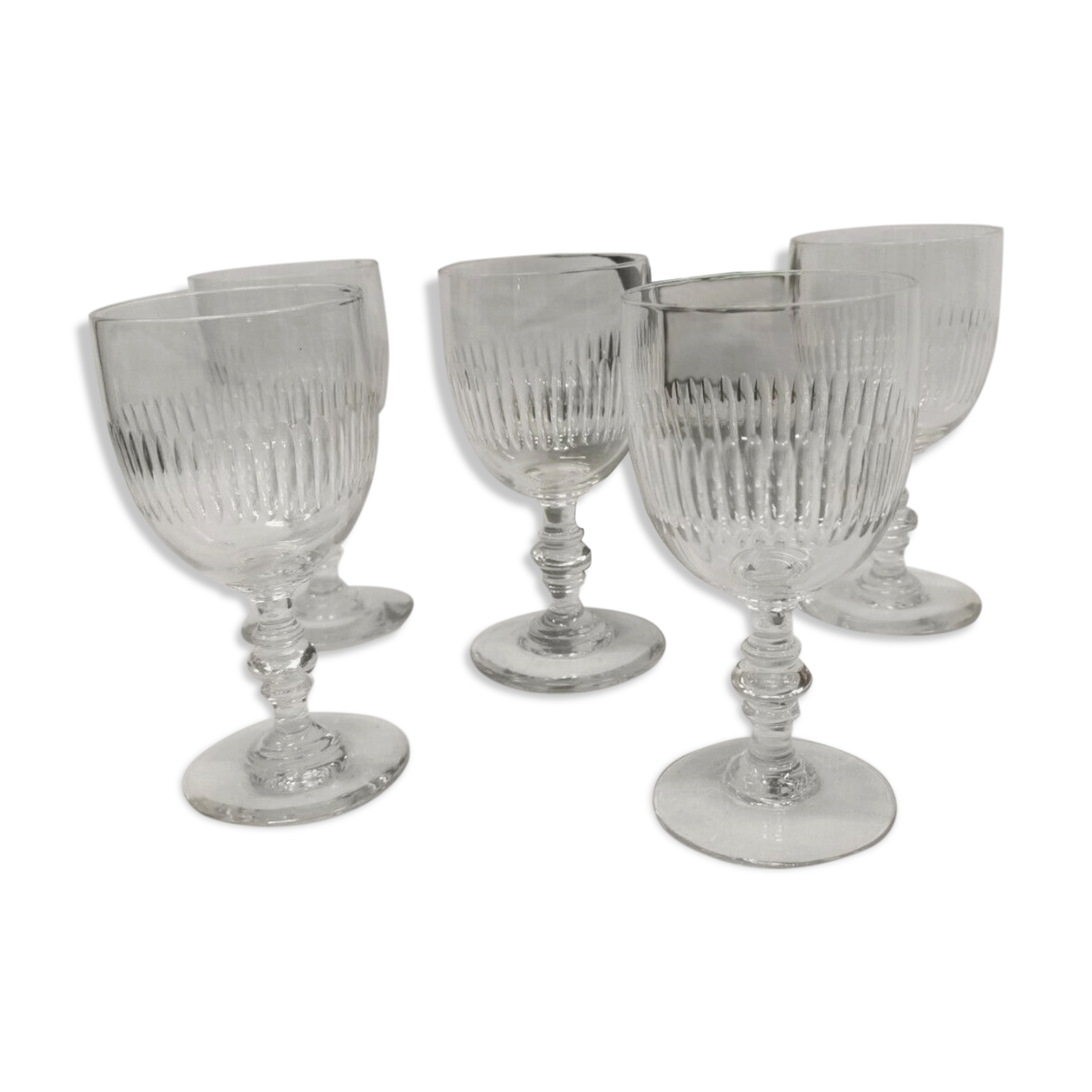 Lot 5 old crystal wine glasses