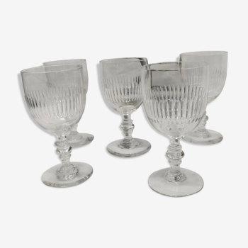 Lot 5 old crystal wine glasses