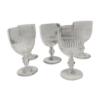 Lot 5 old crystal wine glasses