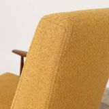 Mustard yellow curly Scandinavian armchair by H.Lis