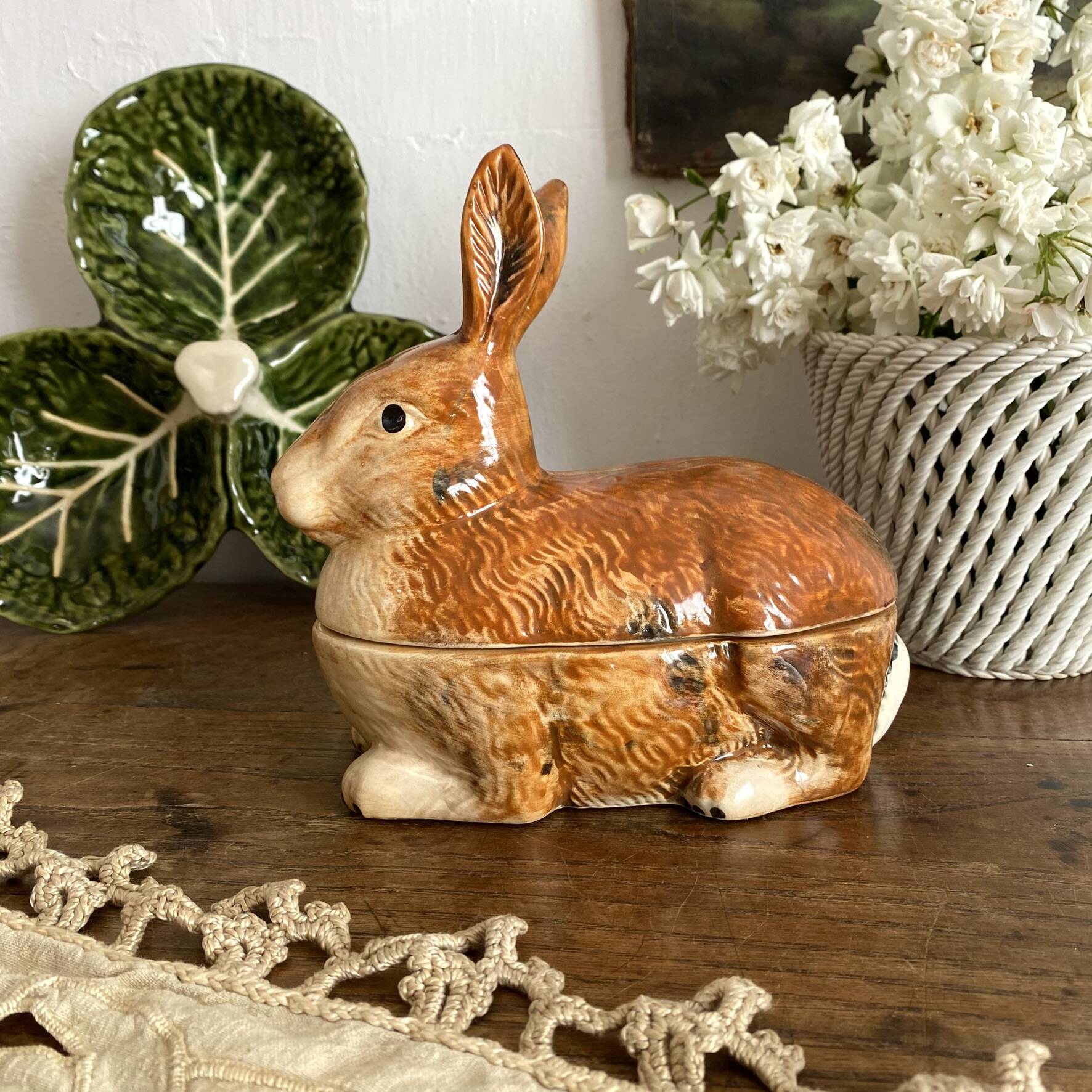 Ceramic rabbit, zoomorphic terrine