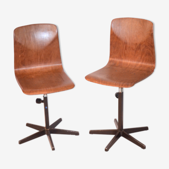 Paire de chaises Pagholz années 60 réglables en hauteur