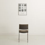 Office chair in chromed steel and grey fabric