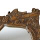 Old wooden hand mirror solid oak baroque flowers fish 39cm