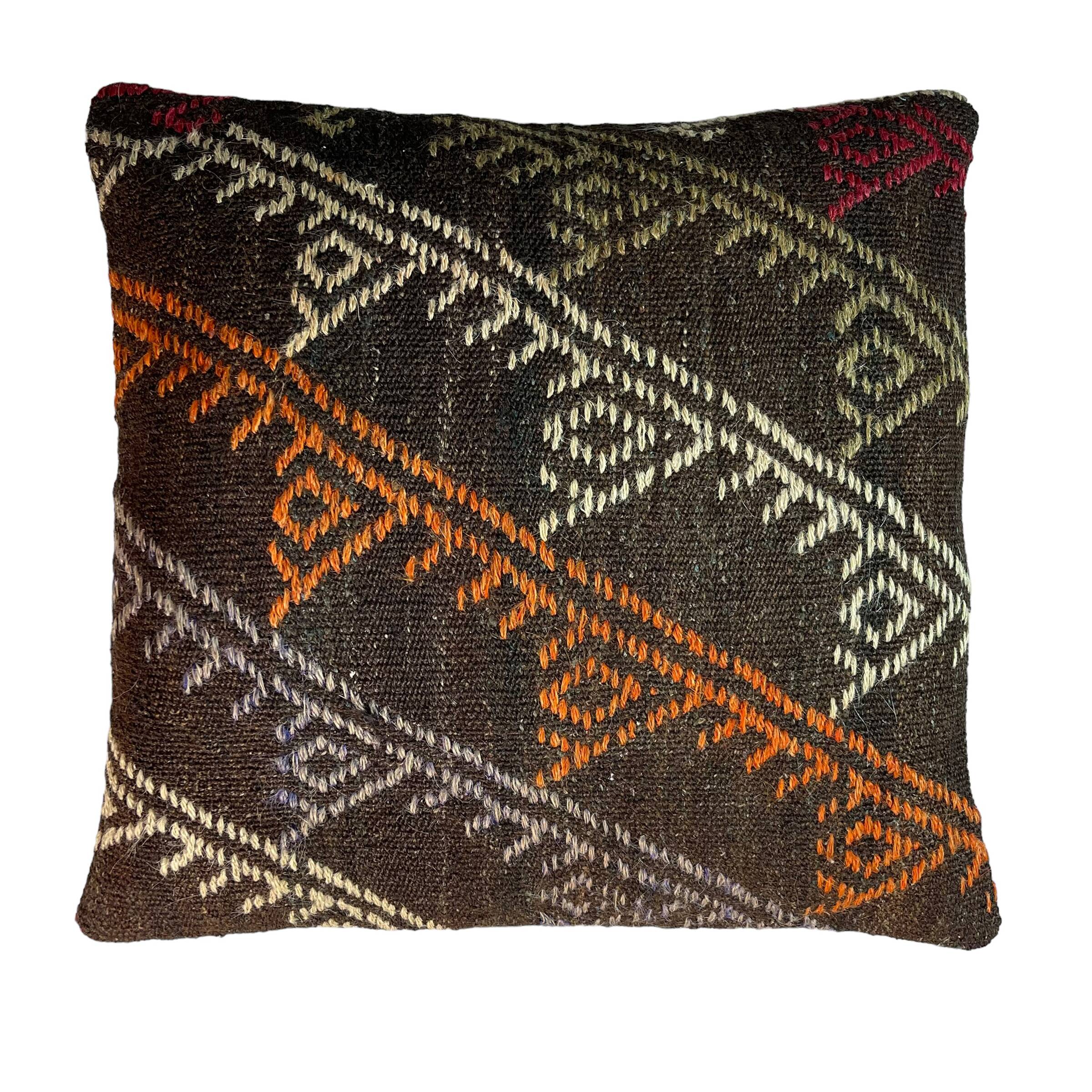 Vintage turkish kilim cushion cover , 55 x 55 cm