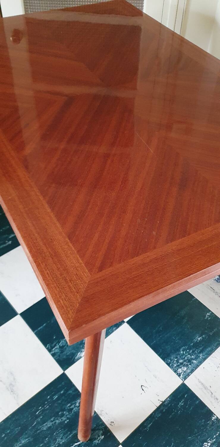 Varnished wooden table from the 1960s.