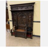 Antique impressive wardrobe with bench trunk.