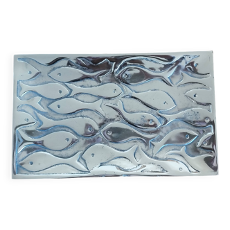 Grand vide poche aluminium décor poisson plat