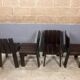 Chaises de salle à manger brutalistes et modernistes des années 70 en bois marron architectural