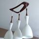 Large Scandinavian Pendant Light, Teak Wood and Glass