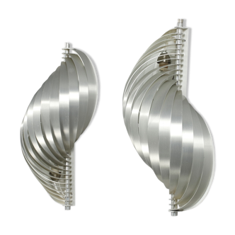 Pair of wall lamp in metal by Henri Mathieu