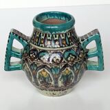 Polychrome ceramic vase in flowing enamel from Nabeul with mihrab decoration.