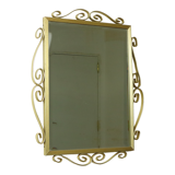 Miroir régence Hollywood métal doré facetté milieu du siècle 74cm
