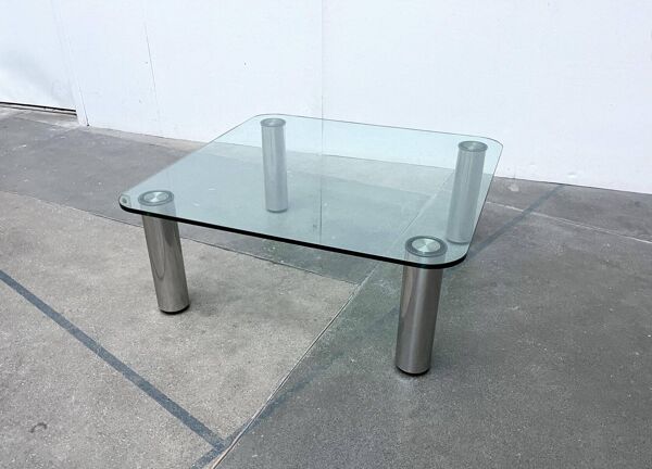 Table basse postmoderne Marcuso en verre par Marco Zanuso pour Zanotta, années 1960