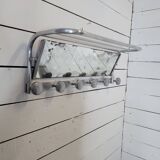 Swivel aluminum mirror wall coat rack from the 60s
