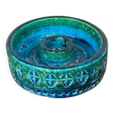 Mid-Century Modern Rimini Blu Pottery Candleholder by Aldo Londi for Bitossi, Italy, 1960s