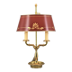 Empire style lamp two lights with oval lacquered lampshade "lucien gau"