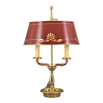 Empire style lamp two lights with oval lacquered lampshade "lucien gau"