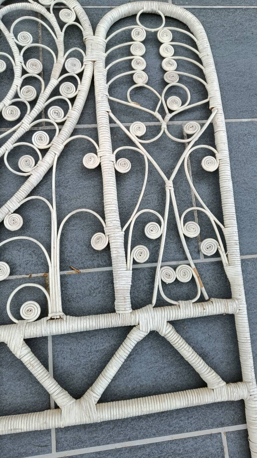 Peacock rattan headboard, 1970