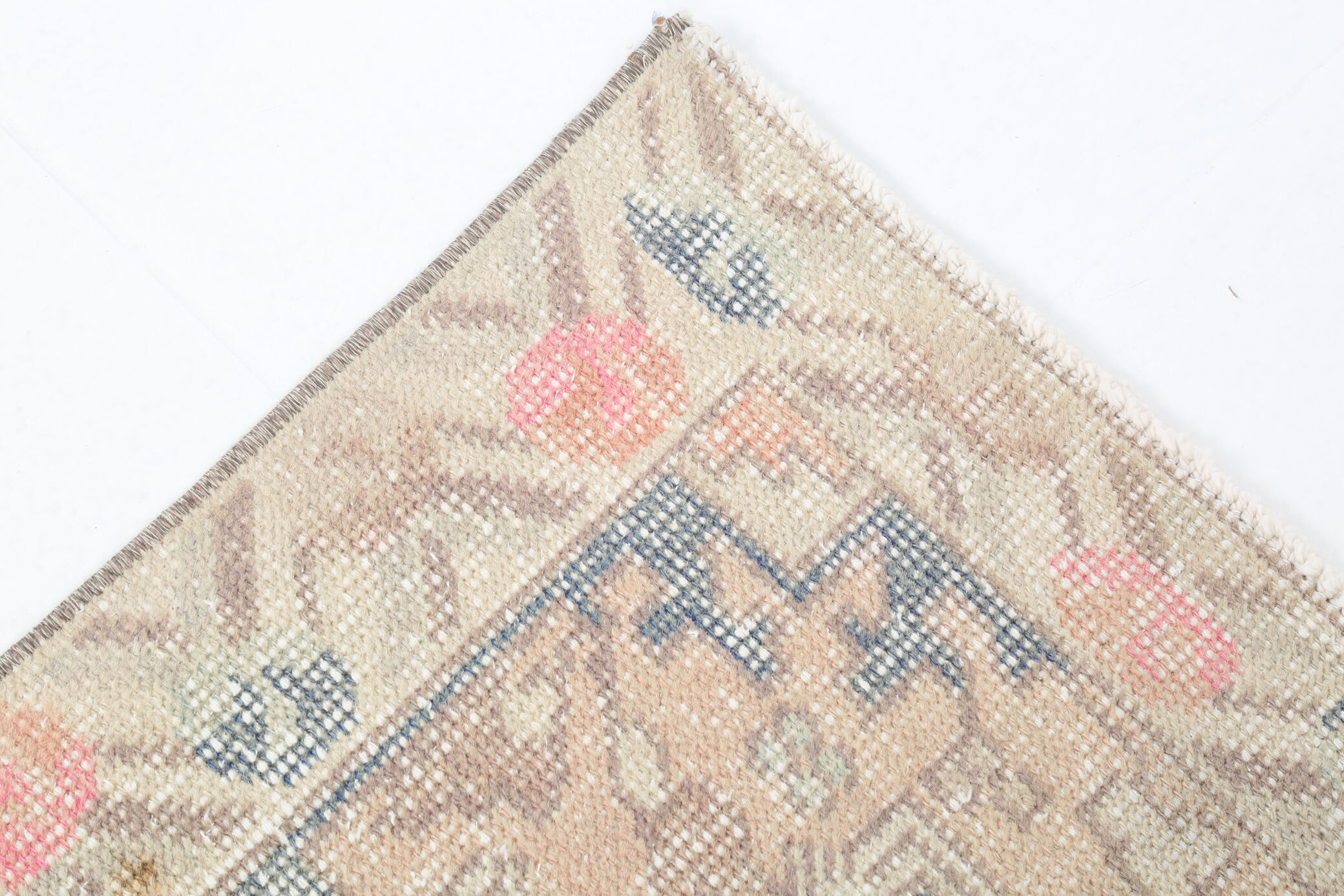 Soft Pastel Orange Wool Vintage Rug