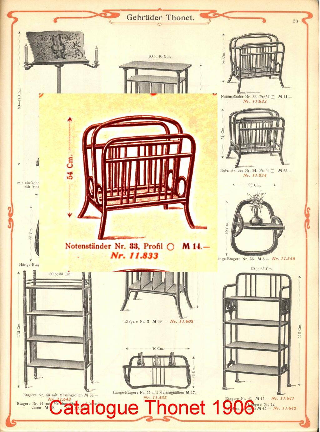 Magazine rack THONET No. 33 from 1904 - Viennese Secession -