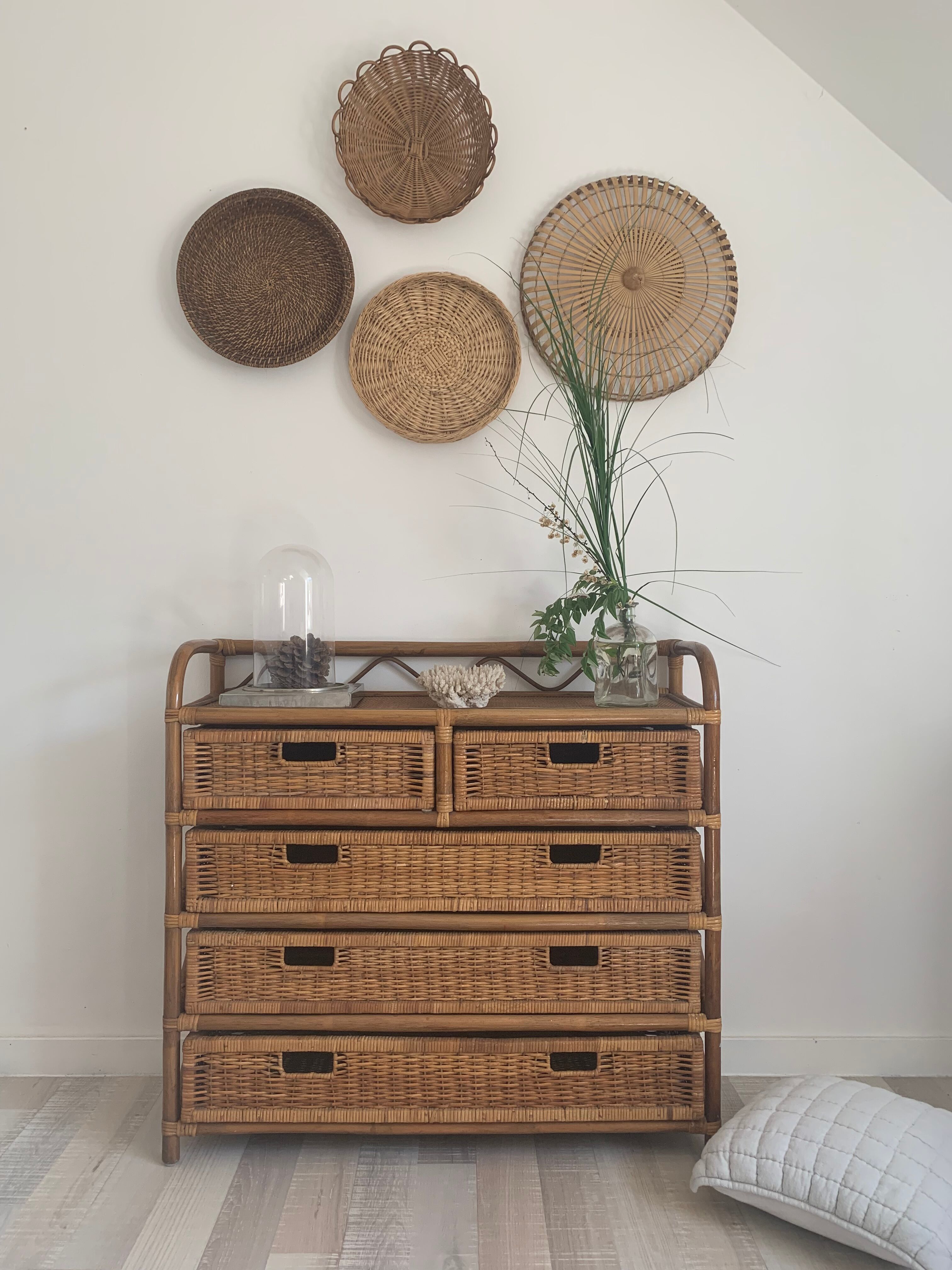 Chiffonnier vintage en rotin