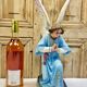 Large altar angel 42.5 cm plaster church statue sulphide eyes XIX