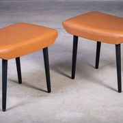 Tabourets en Cuir Cognac de Ølholm Møbelfabrik, 1960s, Set de 2