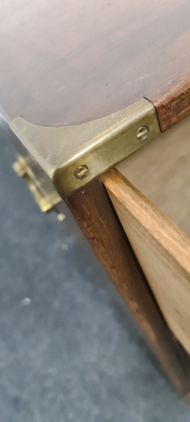 Vintage military campaign wooden bedside table by Reprodux England